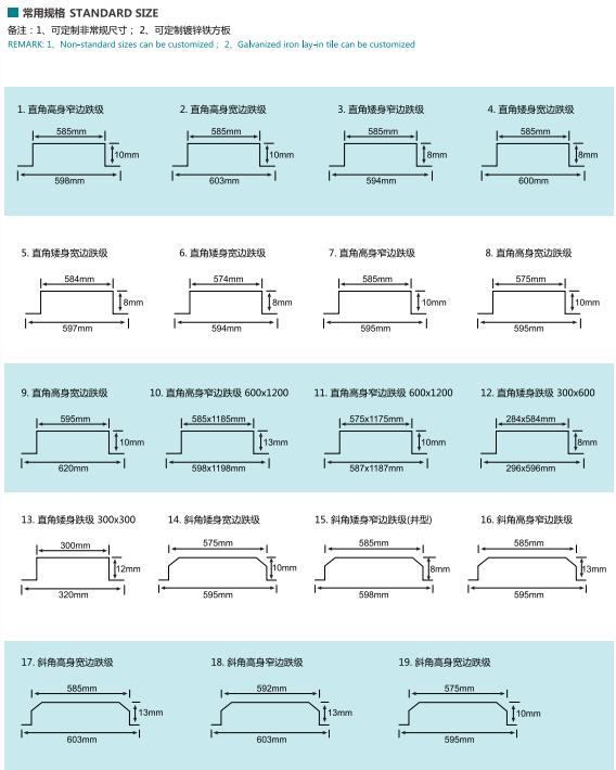 明架跌級板尺寸
